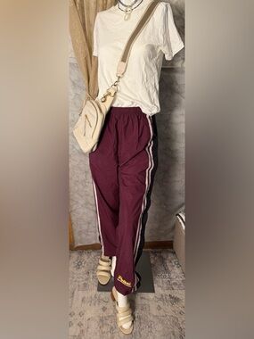 Tearaway Vintage Y2K Snap Side Track Pants BurgundyJoggers S Game Sportswear